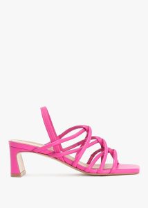 DANIEL Sanuma Fuchsia Leather Mini Pillow Strap Heeled Sandals 