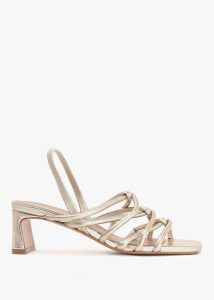 DANIEL Sanuma Gold Leather Mini Pillow Strap Heeled Sandals 