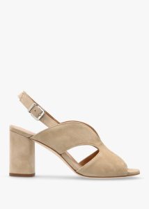 DANIEL Sida Beige Suede Block Heel Sling Back Sandals 