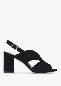 DANIEL Sida Black Suede Block Heel Sling Back Sandals 