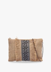 SORENA One-Of-A-Kind Aristi Natural Black & Silver Clutch Bag 