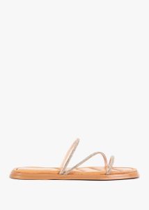 SHOE THE BEAR Selena Glam Strap Tan Leather Flat Sandals 