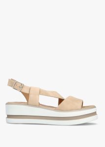 DANIEL Suckle Beige Suede Flatform Sandals 