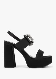 DANIEL Tock Black Embellished Platform Heeled Sandals 