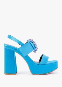 DANIEL Tock Blue Embellished Platform Heeled Sandals 