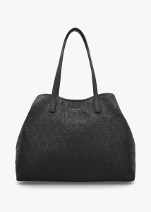GUESS Vikky II Black Debossed Logo Tote Bag 