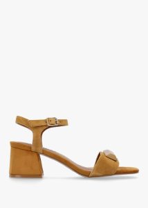 OSEY Villa Surry Mustard Suede Block Heel Sandals 