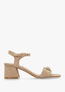 OSEY Villa Surry Beige Suede Block Heel Sandals 