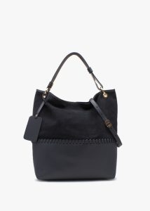 DANIEL X Christian Villa Grey Leather & Suede Slouchy Hobo Bag 