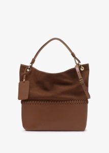 DANIEL X Christian Villa Tan Leather & Suede Slouchy Hobo Bag 