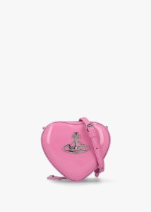 VIVIENNE WESTWOOD Mini Heart Pink Shiny Patent Leather Cross-Body Bag
