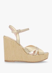 DANIEL Wejavery Gold Leather Wedge Sandals 